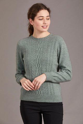 Possum Merino Crew Neck with Lace Detail