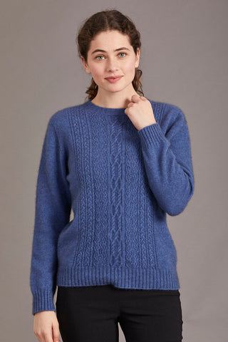 Possum Merino Crew Neck with Lace Detail