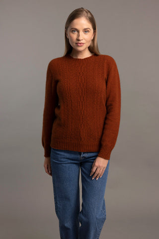 Possum Merino Crew Neck with Lace Detail