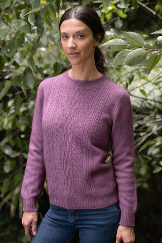 Possum Merino Crew Neck with Lace Detail