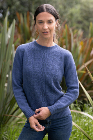Possum Merino Crew Neck with Lace Detail