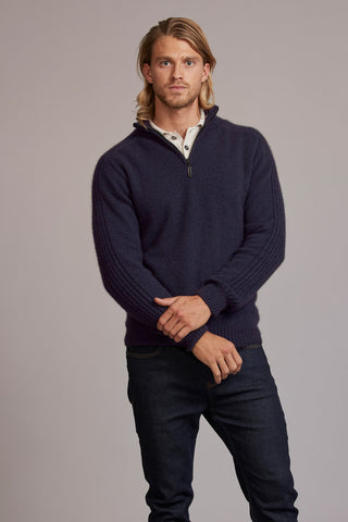 Short Zip Rib Sleeve Sweater