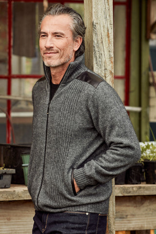 Zip Jacket with Leather Trim