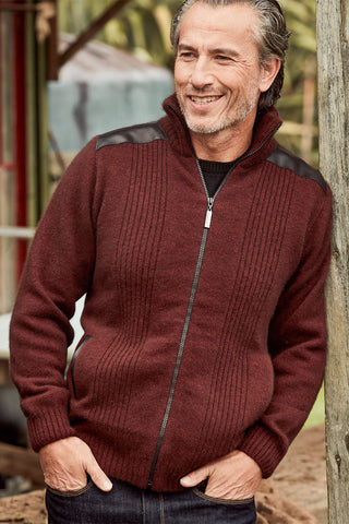 Zip Jacket with Leather Trim