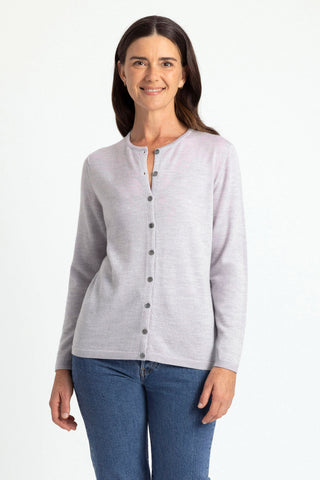Button Cardigan in Silver by Royal Merino