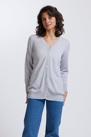 Long Cardi in Silver by Royal Merino