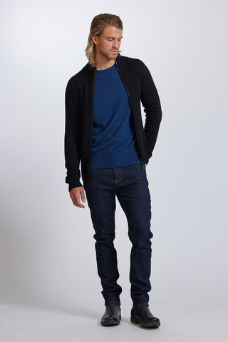 Mens Zip Jacket in Light Navy by Royal Merino