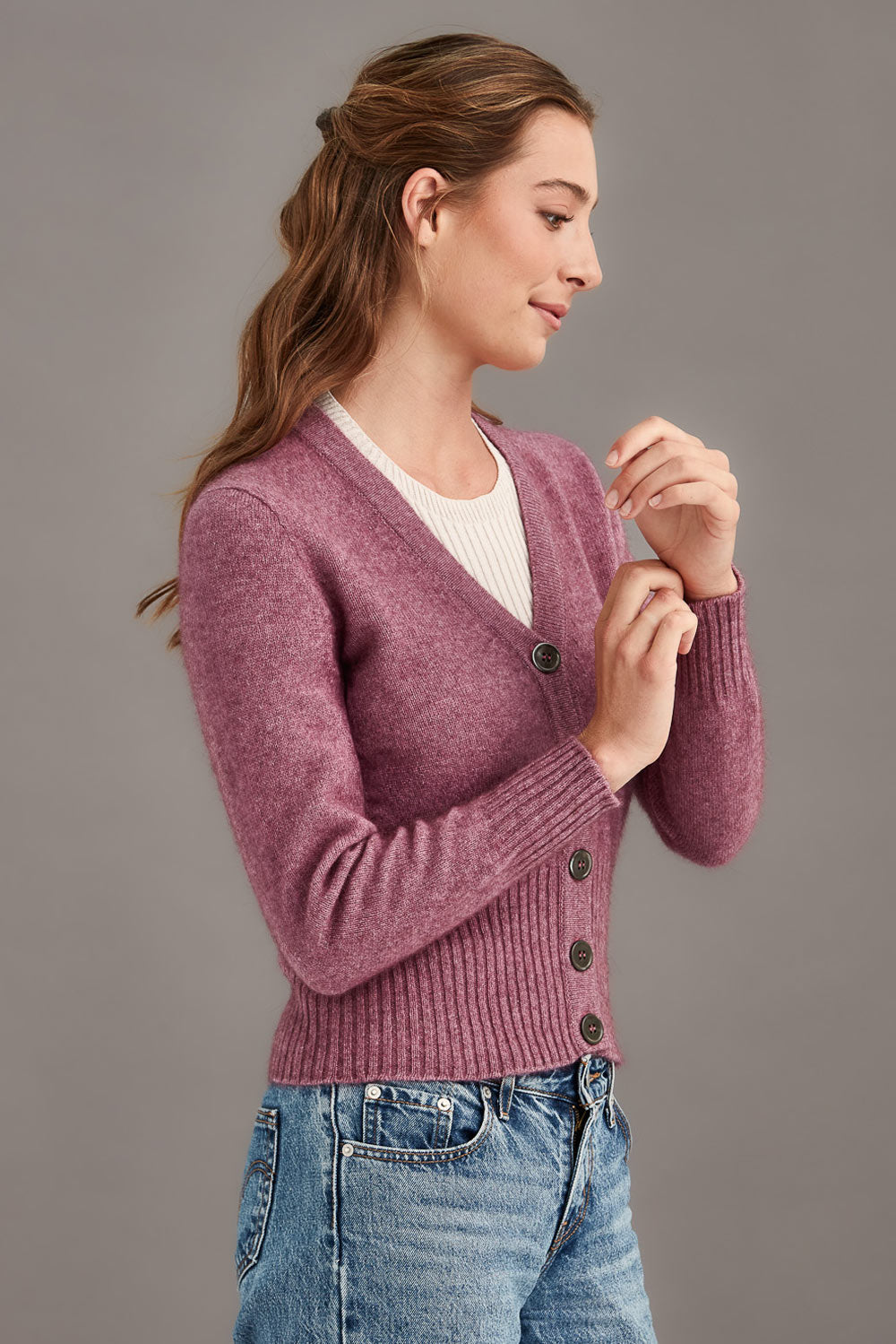 Possum Merino Rib Cardi | McDonald Textiles - Ecowool