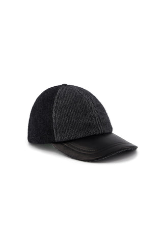 Contrast Leather Peak Cap