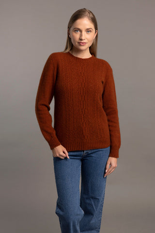 Possum Merino Crew Neck with Lace Detail