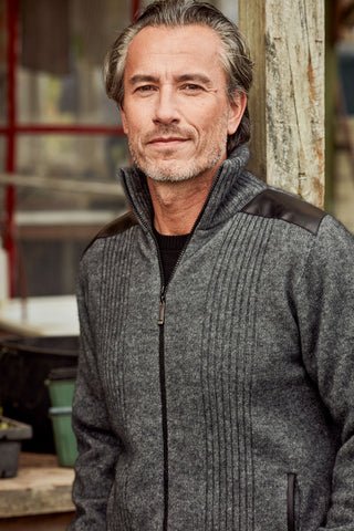 Zip Jacket with Leather Trim