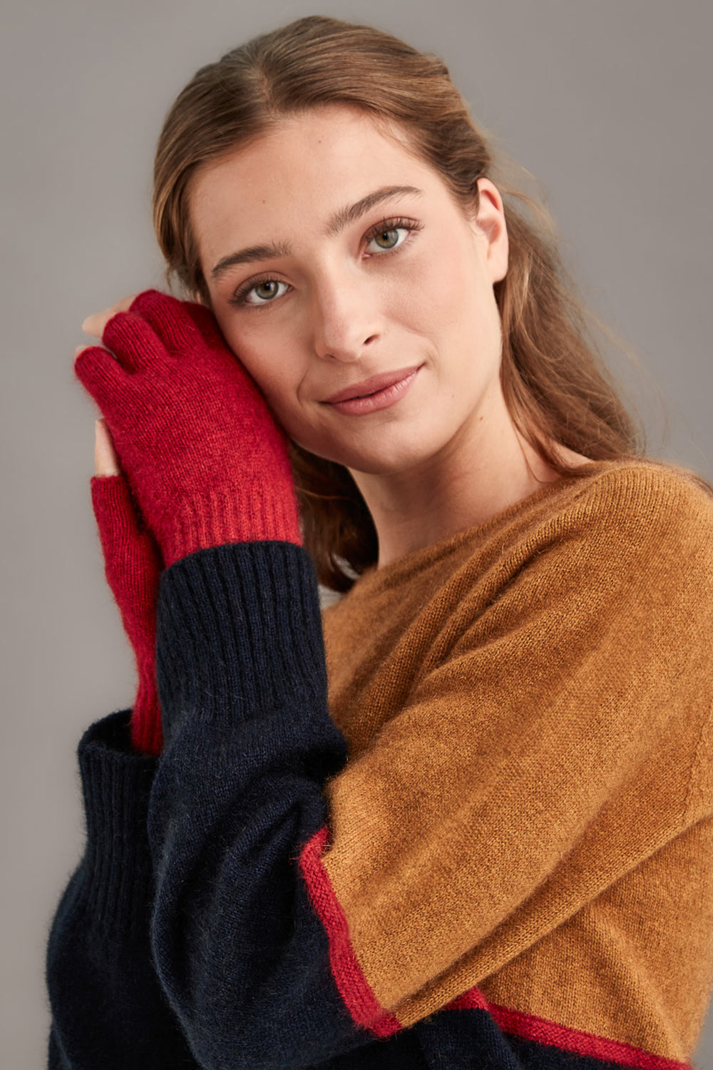 handschuhe merino-possum Open Finger Gloves Red / M