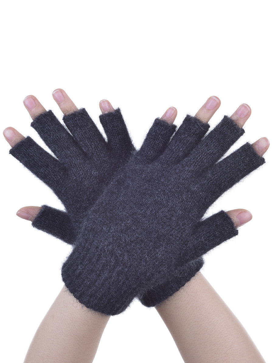 possum handschuhe Possum Merino Open Finger Gloves | Charcoal / L | Made in New Zealand