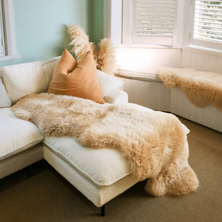 Ecowool double sheepskin rug sand