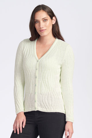 Wavy V Neck Cardigan in Natural by Royal Merino