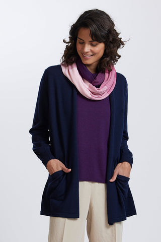 Graduated Stripe Infinity Scarf in Carnation by Royal Merino