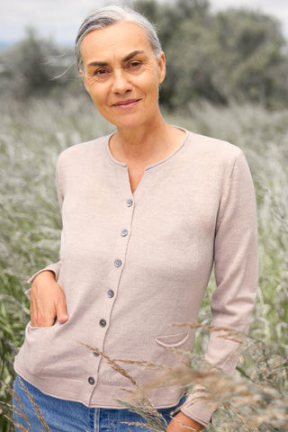 Pocket Cardigan in Light Sand by Royal Merino