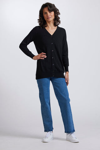 Long Cardi in Black by Royal Merino