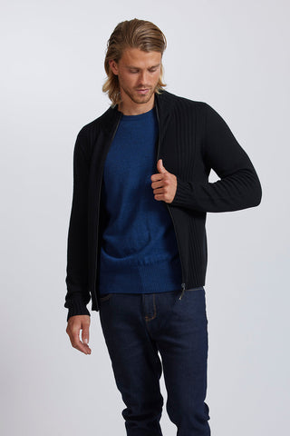 Mens Zip Jacket in Light Navy by Royal Merino