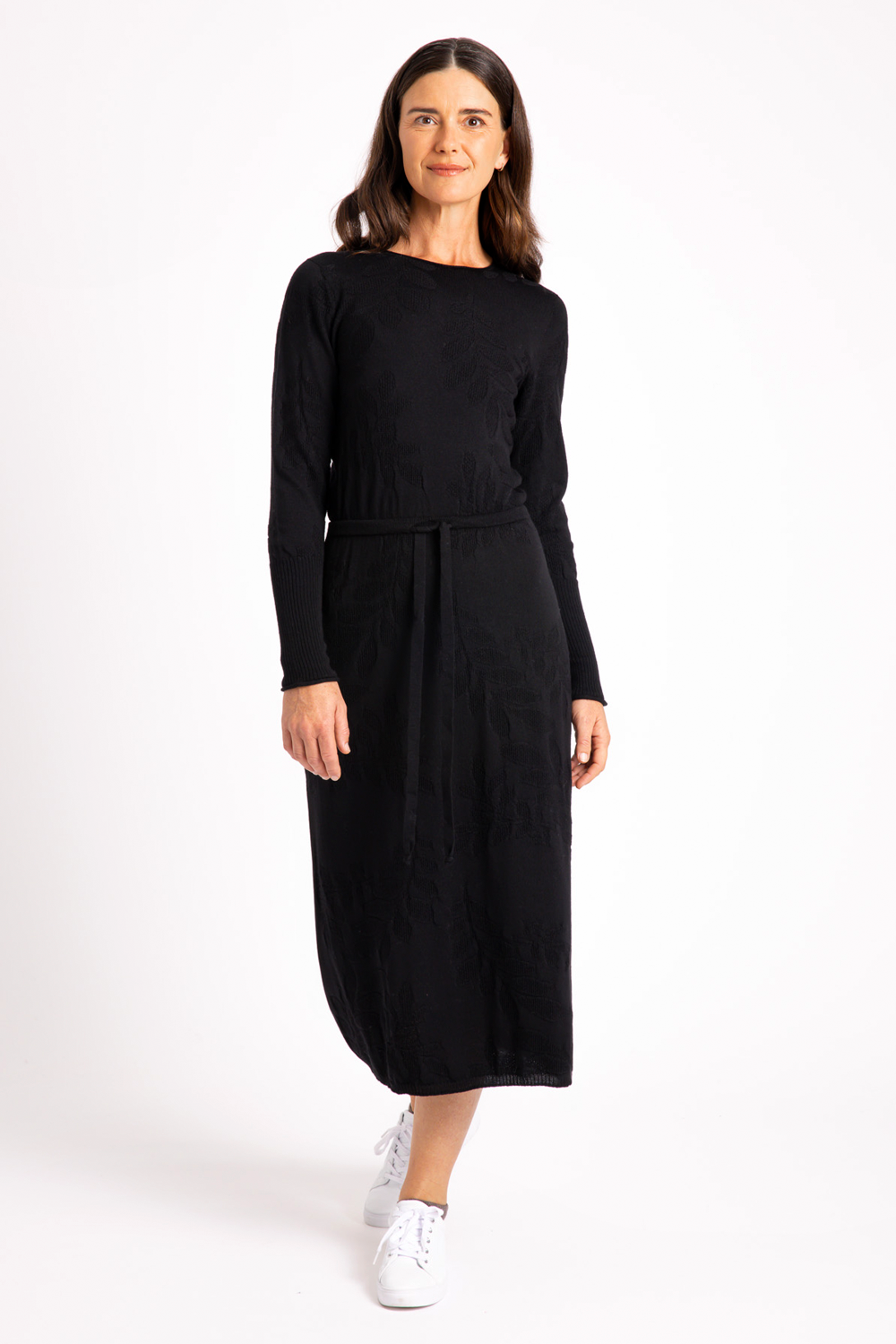 Flora Stitch Dress | 100% Merino Wool Black / XL Flora Stitch Dress | 100% Merino Wool Black / XL