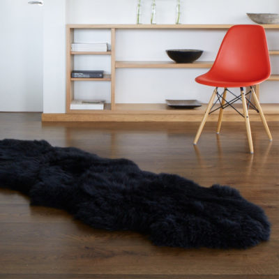 Ecowool double sheepskin rug black