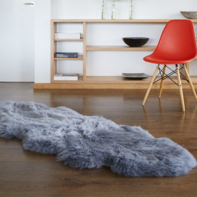 Ecowool double sheepskin rug grey