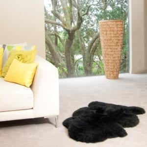 Sheepskin rug Ecowool single -black