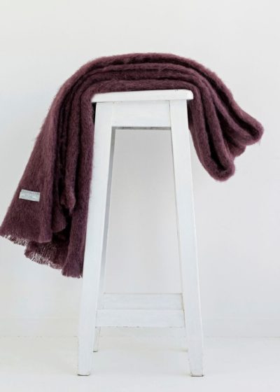mohair throw mulberry - ecowool