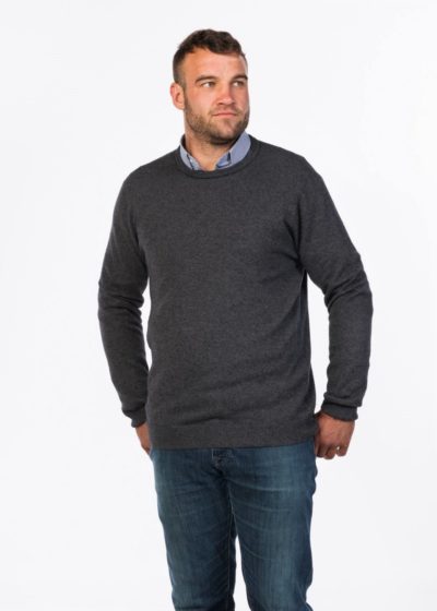 possum merino crew neck plain sweater charcoal ecowool