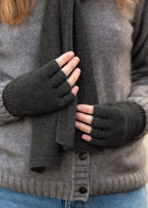 Possum Merino Fingerless Gloves charcoal- Ecowool