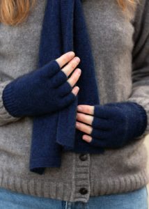 Possum Merino Fingerless Gloves maritime- Ecowool