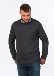 possum merino crew neck plain sweater charcoal ecowool