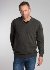 possum merino mens v neck sweater otter - ecowool