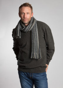 possum merino mens v neck sweater otter stripe scarf silver - ecowool