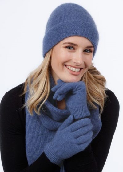 Possum Merino Plain Glove bluebell Ecowool