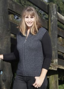 possum merino rib vest charcoal - ecowool