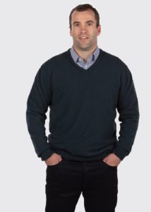 Possum Merino V Neck Mens Sweater Twilight Ecowool