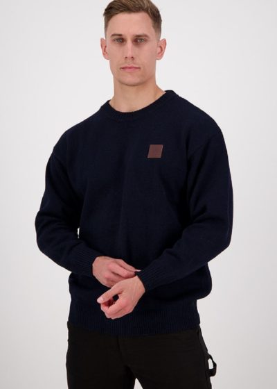 swanndri crew neck sweater navy ecowool