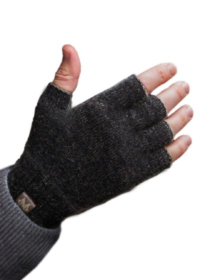 possum merino polyprop fingerless glove black char- ecowool