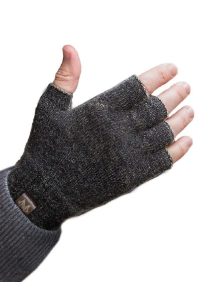 possum merino polyprop fingerless glove black marl - ecowool
