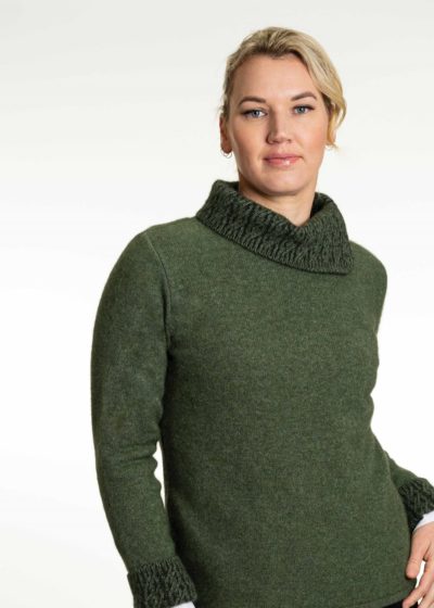 possum merino two tone sweater moss ecowool