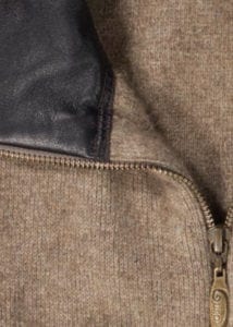 KO819 Leather Trim Mens Wool Vest - mocha /chocolate