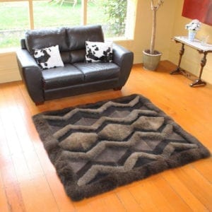 Sheepskin rug Natural Black Floor Rug
