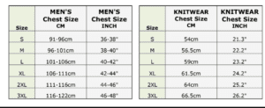 Swanndri Knitwear size guide - Ecowool