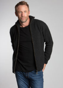 possum merino zip collar jacket charcoal - ecowool