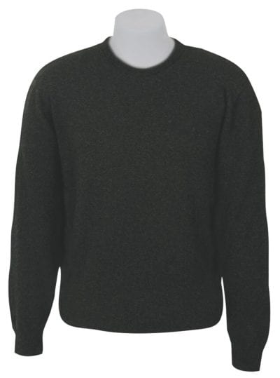 Merino wool Mens Crew neck plain sweater - Charc