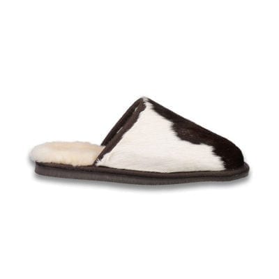 calfskin slipper scuff-brown white