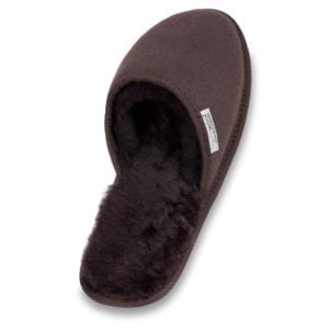 Ecowool hard sole sheepskin scuff chocolate