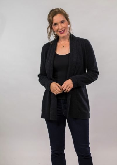 possum merino wrap jacket charcoal ecowool
