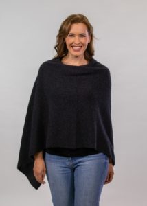 possum merino two way poncho charcoal - ecowool